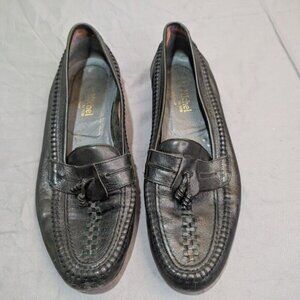 de michel by tosi Black Woven Leather Tassel Loafers Men Size 44